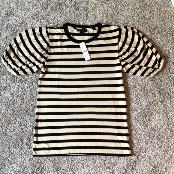 J. Crew Tops - J. Crew Puff Sleeve Tee Ivory/Black